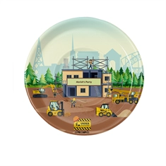 Construction Theme Party Plate – Plain or Personalized | Leakproof & Food Safe